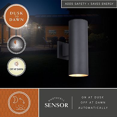Chiasso 2 Light 14.25"H Dusk to Dawn Outdoor Wall Light Textured Black