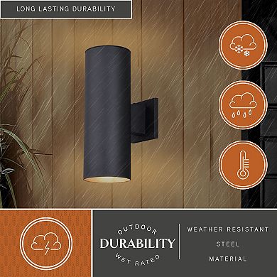 Chiasso 2 Light 14.25"H Dusk to Dawn Outdoor Wall Light Textured Black