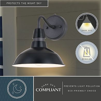Buena Park 1-Light Dusk to Dawn Black Dome Barn Wall Lantern