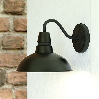 Buena Park 1-Light Dusk to Dawn Black Dome Barn Wall Lantern