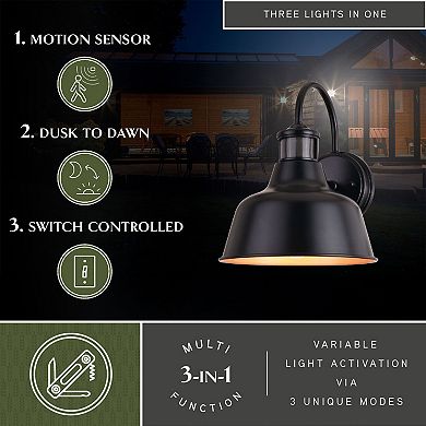 Cody 9.25" Dualux Outdoor Motion Sensor Wall Light Dark Bronze and Light Gold