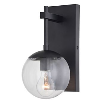 Keeler 1 Light Matte Black Indoor Outdoor Wall Sconce Clear Glass Globe Shade