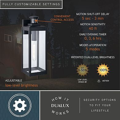 Kinzie Dualux 6" Outdoor Motion Sensor Wall Light Textured Black