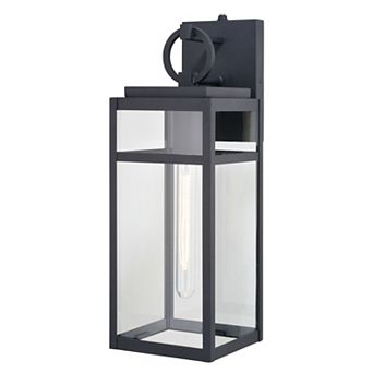 Hubbard 6 in 1 Light Dusk to Dawn Black Outdoor Wall Lantern Clear Glass Shade