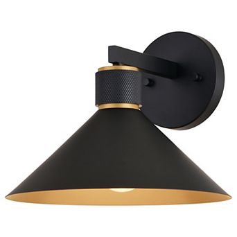 Dunbar 10" Outdoor Wall Light Matte Black and Gold