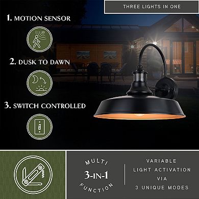 Dorado Dualux 15" Outdoor Motion Sensor Wall Light Dark Bronze and Light Gold