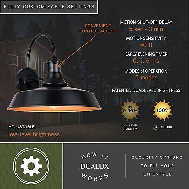 Dorado Dualux 15" Outdoor Motion Sensor Wall Light Dark Bronze and Light Gold