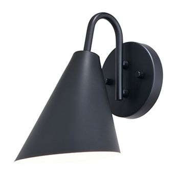 Hanson Steel 1 Light Matte Black and White Dark Sky Indoor Outdoor Wall Sconce