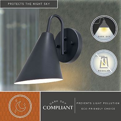 Hanson Steel 1 Light Matte Black and White Dark Sky Indoor Outdoor Wall Sconce