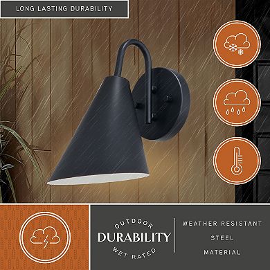 Hanson Steel 1 Light Matte Black and White Dark Sky Indoor Outdoor Wall Sconce