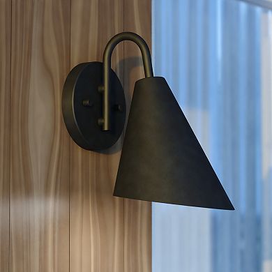 Hanson Steel 1 Light Matte Black and White Dark Sky Indoor Outdoor Wall Sconce