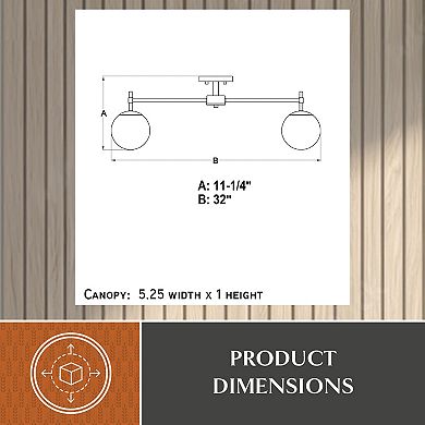 Armitage 32-in W Matte Black Semi Flush Mount Ceiling Light Fixture White Globe