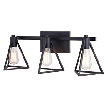 Ravenna 3 Light Matte Black Bathroom Vanity Fixture Metal Cage Shade
