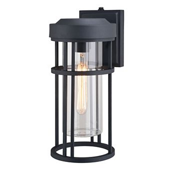 Crestline Aluminum 1 Light Dusk to Dawn Black Outdoor Wall Lantern Clear Glass
