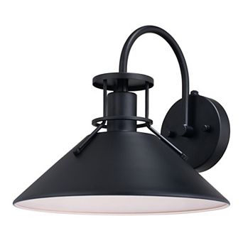 Canton 1 Light Dusk to Dawn Matte Black and White Farmhouse Outdoor Wall Lantern