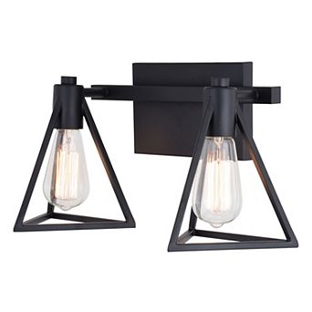Ravenna 2 Light Matte Black Bathroom Vanity Fixture Metal Cage Shade