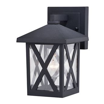 Rockford Aluminum 1 Light Black Transitional Outdoor Wall Lantern Clear Glass