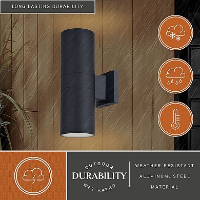 Chiasso Aluminum Integrated LED Black Outdoor Wall Lantern with Up Down Lighting