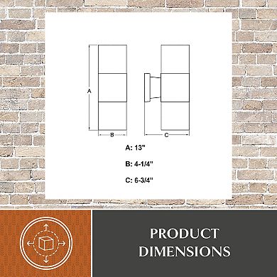 Chiasso Aluminum Integrated LED Black Outdoor Wall Lantern with Up Down Lighting