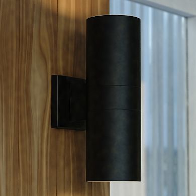 Chiasso Aluminum Integrated LED Black Outdoor Wall Lantern with Up Down Lighting