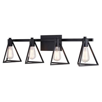 Ravenna 4 Light Matte Black Bathroom Vanity Fixture Metal Cage Shade