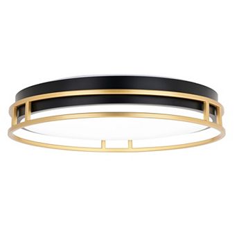 Northgate 16 in W Integrated LED Matte Black Gold Flush Ceiling Light Fixture