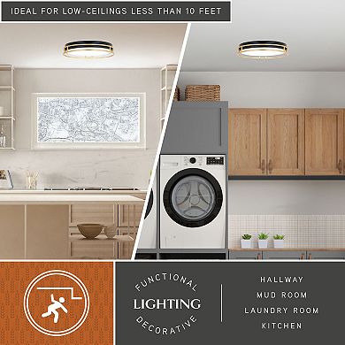 Northgate 16-in W Integrated LED Matte Black Gold Flush Ceiling Light Fixture