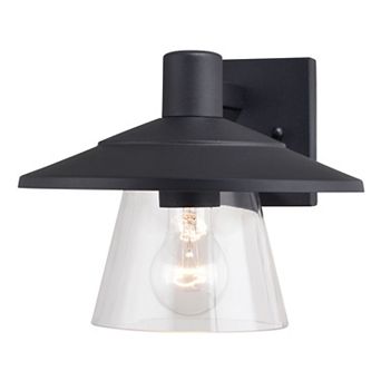 Westport Steel 1 Light Black Coastal Outdoor Wall Lantern Clear Glass