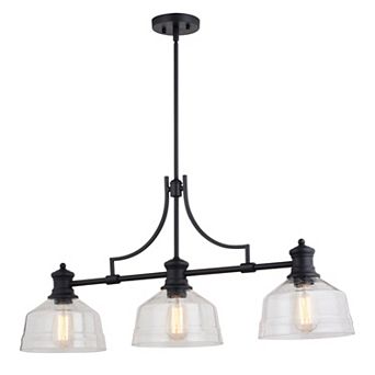 Beloit 3L Black Farmhouse Linear Chandelier Island Pendant Light Fixture