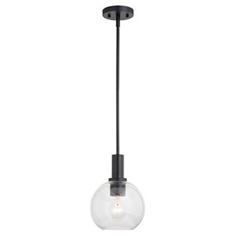 Marshall Matte Black Transitional Mini Pendant Ceiling Light Clear Glass Globe