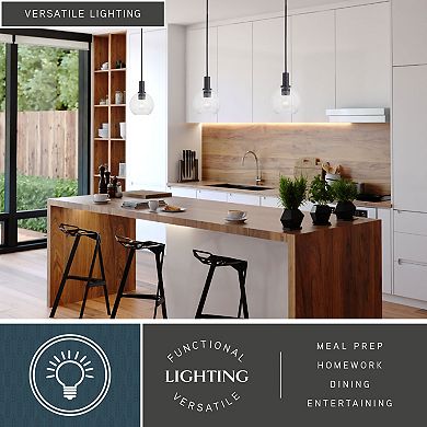 Marshall Matte Black Transitional Mini Pendant Ceiling Light Clear Glass Globe