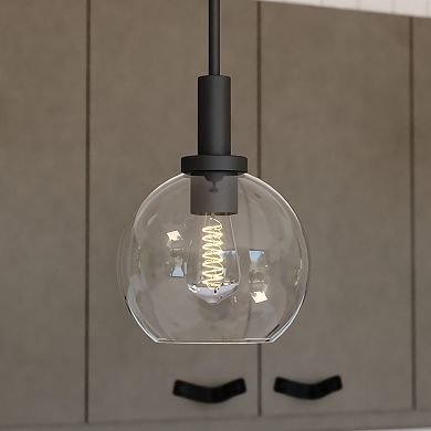 Marshall Matte Black Transitional Mini Pendant Ceiling Light Clear Glass Globe