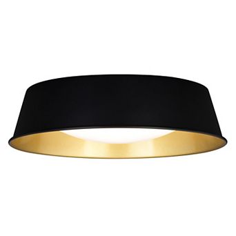 Beacon Hill 13 in W Integrated LED Matte Black Gold Flush Ceiling Light Fixture