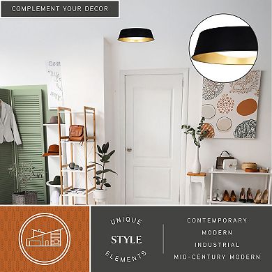 Beacon Hill 13-in W Integrated LED Matte Black Gold Flush Ceiling Light Fixture