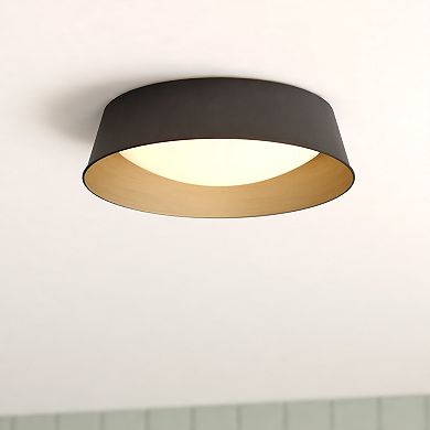 Beacon Hill 13-in W Integrated LED Matte Black Gold Flush Ceiling Light Fixture