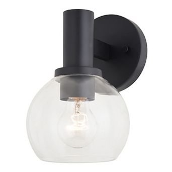 Marshall 1 Light Black Transitional Bathroom Vanity Wall Fixture Clear Glass