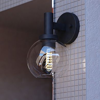 Marshall 1 Light Black Transitional Bathroom Vanity Wall Fixture Clear Glass
