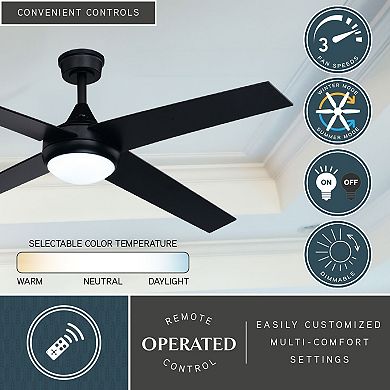 Hamlin Black Contemporary 52-in. Ceiling Fan with LED Light Kit and Remote