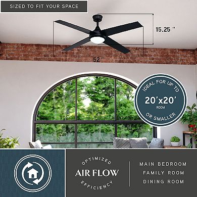 Hamlin Black Contemporary 52-in. Ceiling Fan with LED Light Kit and Remote