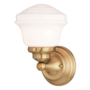 Huntley 1 Light Gold Brass Farmhouse Bathroom Vanity Wall Fixture Schoolhouse