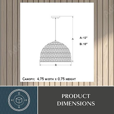 Nassau 1L Matte Black Transitional Pendant Light Natural Woven Rope Shade