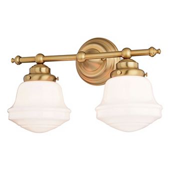Huntley 2 Light Gold Brass Farmhouse Bathroom Vanity Wall Fixture Schoolhouse