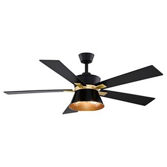 Scottsdale Black and Gold Mid-Century Modern 52 in Ceiling Fan Light Kit Remote