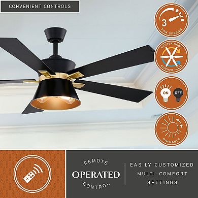 Scottsdale Black and Gold Mid-Century Modern 52-in. Ceiling Fan Light Kit Remote