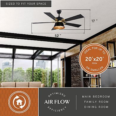 Scottsdale Black and Gold Mid-Century Modern 52-in. Ceiling Fan Light Kit Remote
