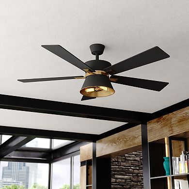 Scottsdale Black and Gold Mid-Century Modern 52-in. Ceiling Fan Light Kit Remote