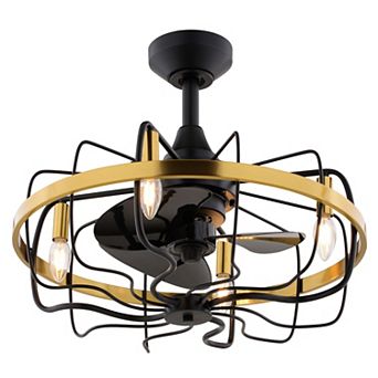 Kenton Black and Gold 21 in Fandelier Ceiling Fan Cage Light Kit and Remote
