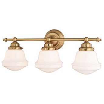 Huntley 3 Light Gold Brass Farmhouse Bathroom Vanity Wall Fixture Schoolhouse