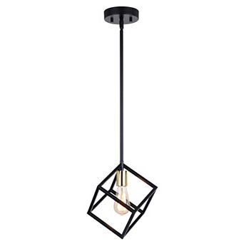 Deering Matte Black and Gold Satin Brass Contemporary Mini Pendant Ceiling Light