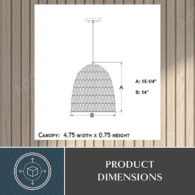 Nassau 1L Matte Black Transitional Pendant Light Natural Woven Rope Shade